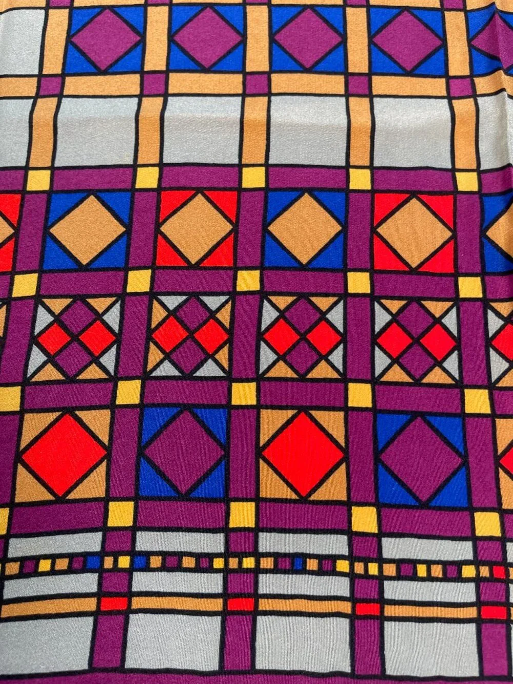 Vintage Christian Dior Silk Scarf Geometric Pattern - Picture 7 of 15